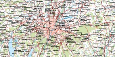 Karta u Münchenu i okolnih gradova