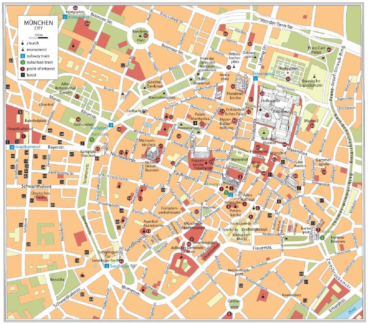 München pješačke karti