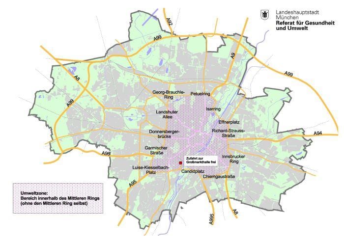 Karta u Münchenu zelena zona