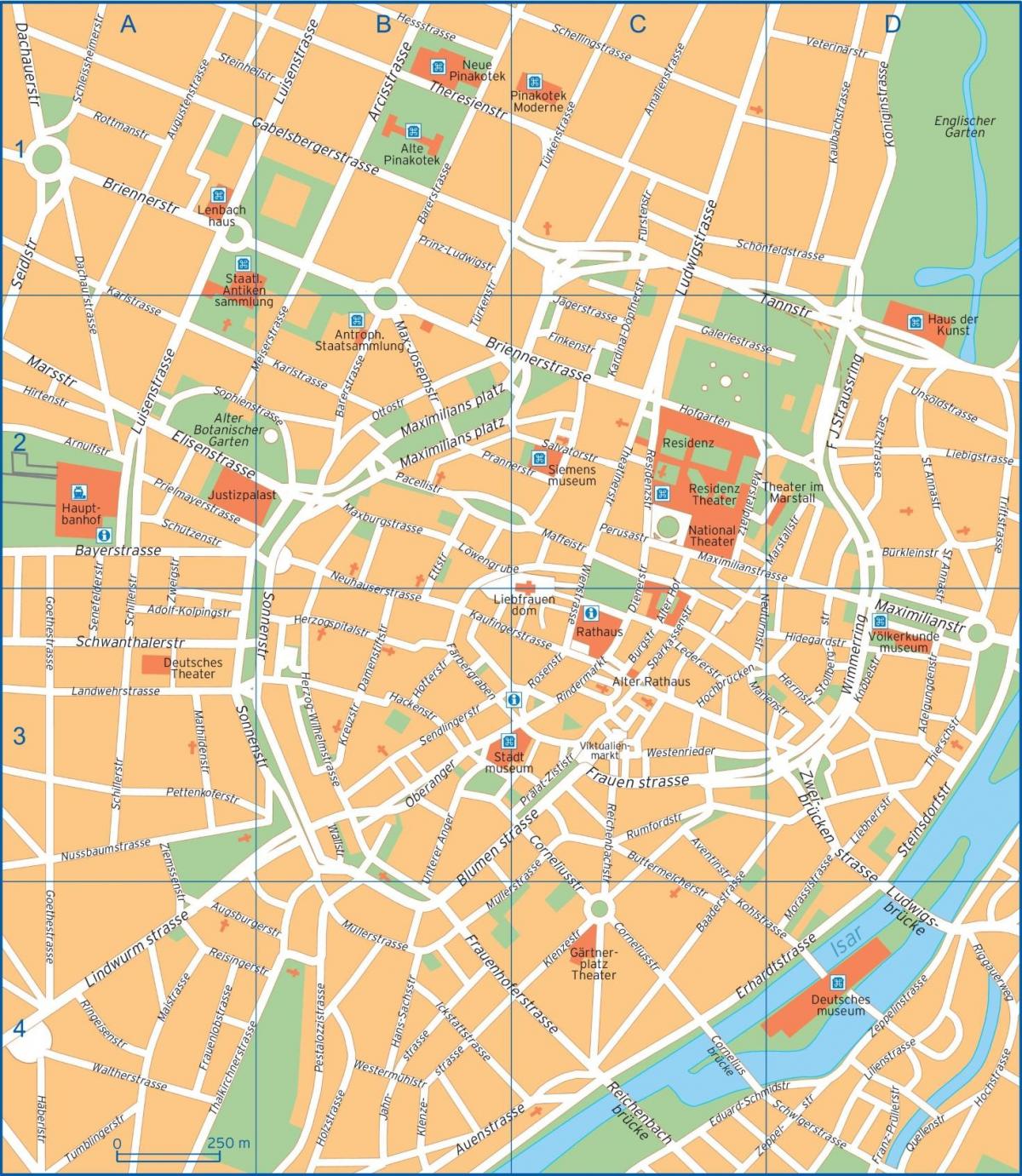 mapa ulica u Münchenu, Njemačka
