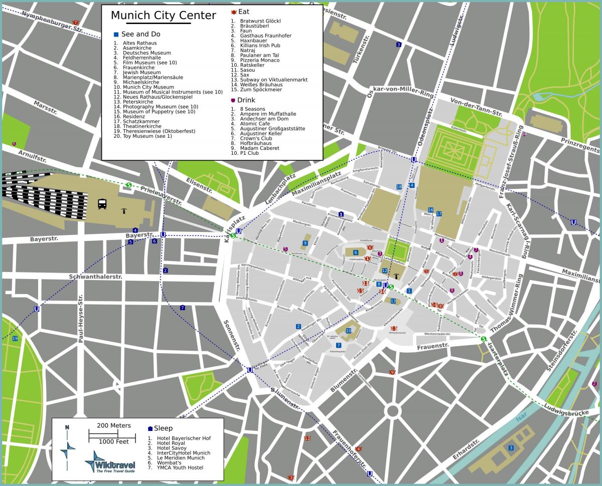 turistička karta u Münchenu znamenitosti