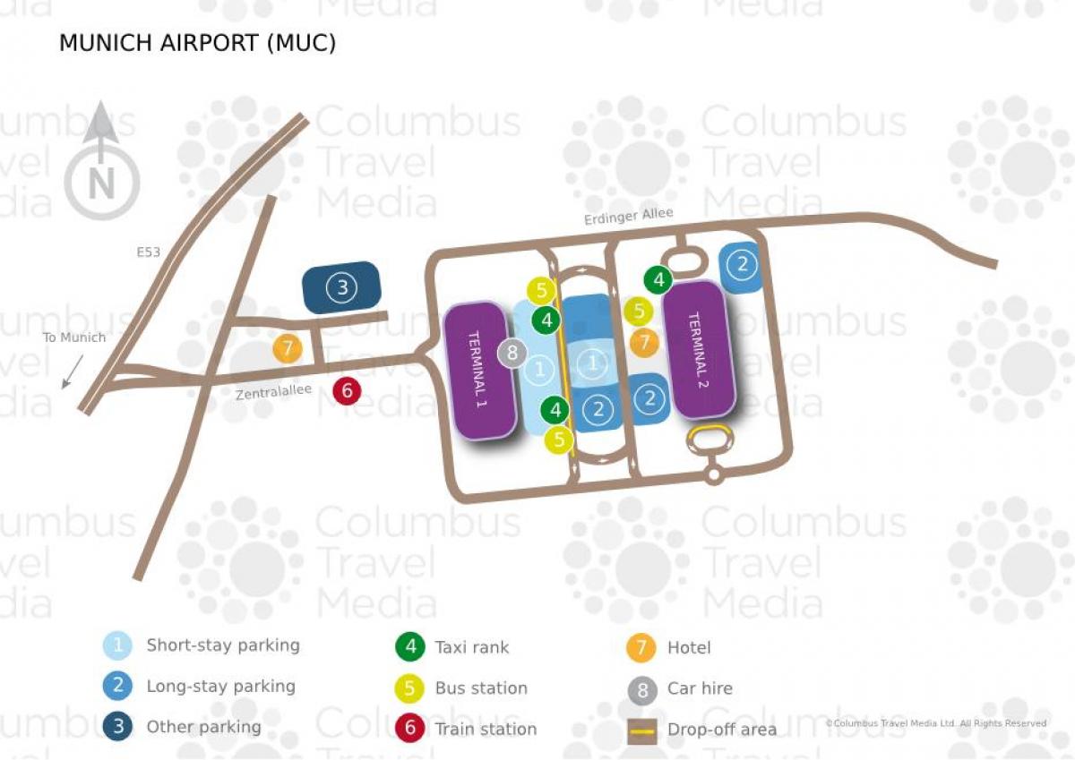 Karta željezničkog kolodvora u Münchenu i do zračne luke 