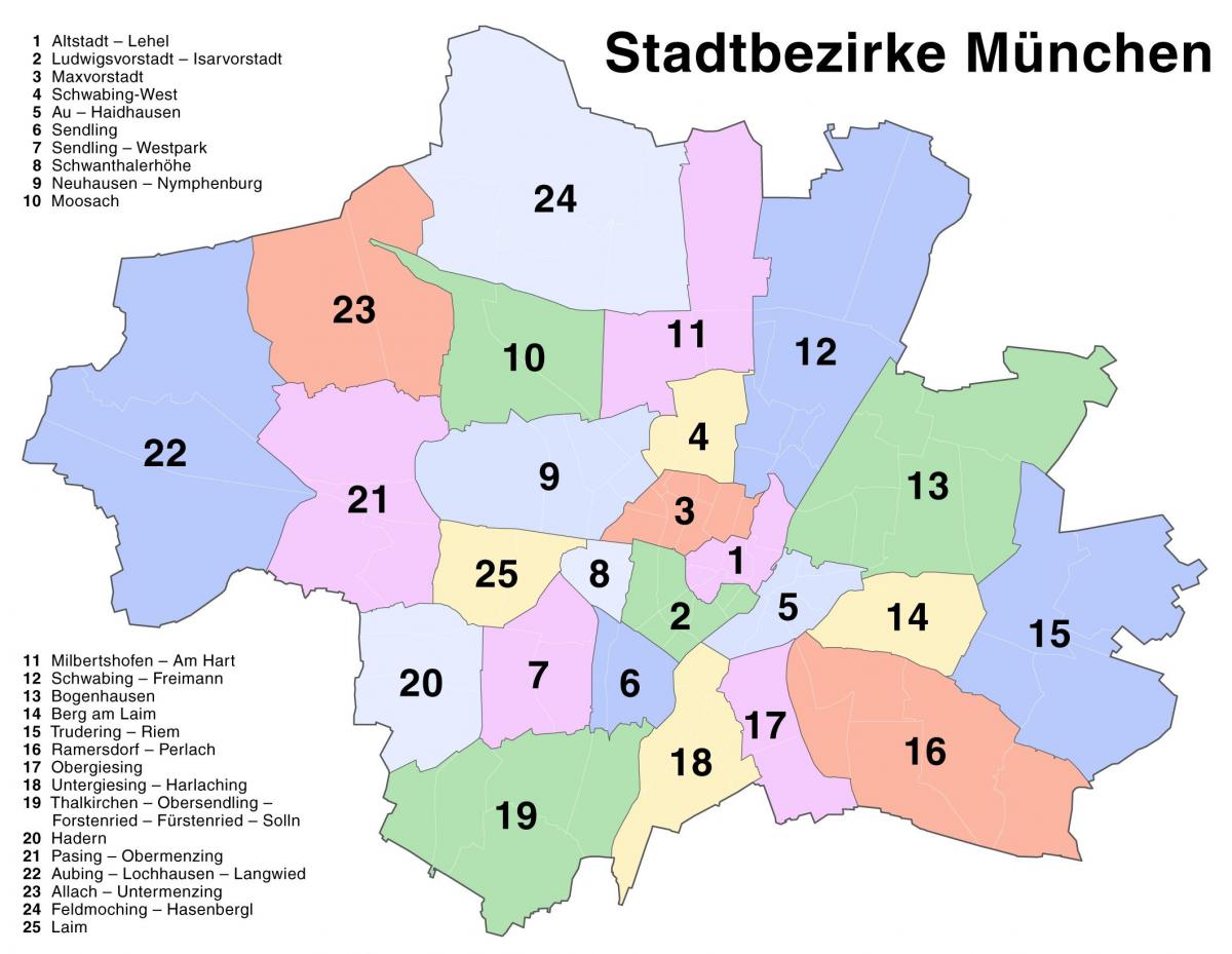 karta predgrađu Münchena