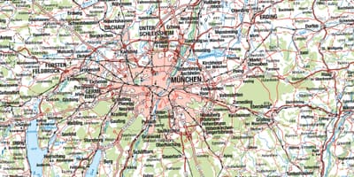 Karta u Münchenu i okolnih gradova
